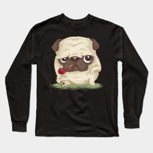 Pug dog which held the pipe in its mouth Long Sleeve T-Shirt